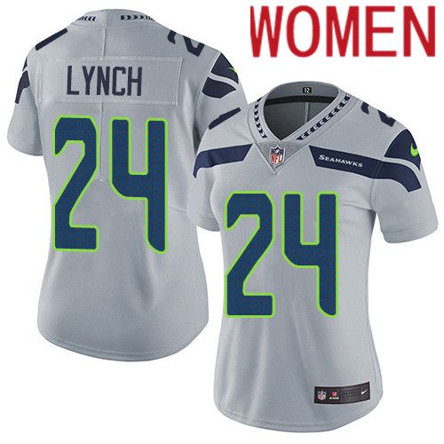 Women Seattle Seahawks 24 Marshawn Lynch Nike Gray Vapor Limited NFL Jersey
